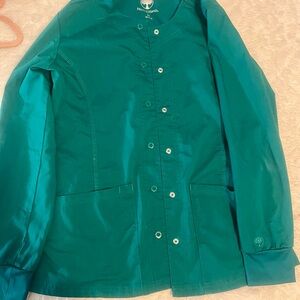 XS Healing Hands Hunter Green Medical Scrub Jacket